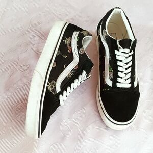 VANS Old Skool Desert Snake Canvas & Suede Athletic Shoes Women's 9 Black 721356